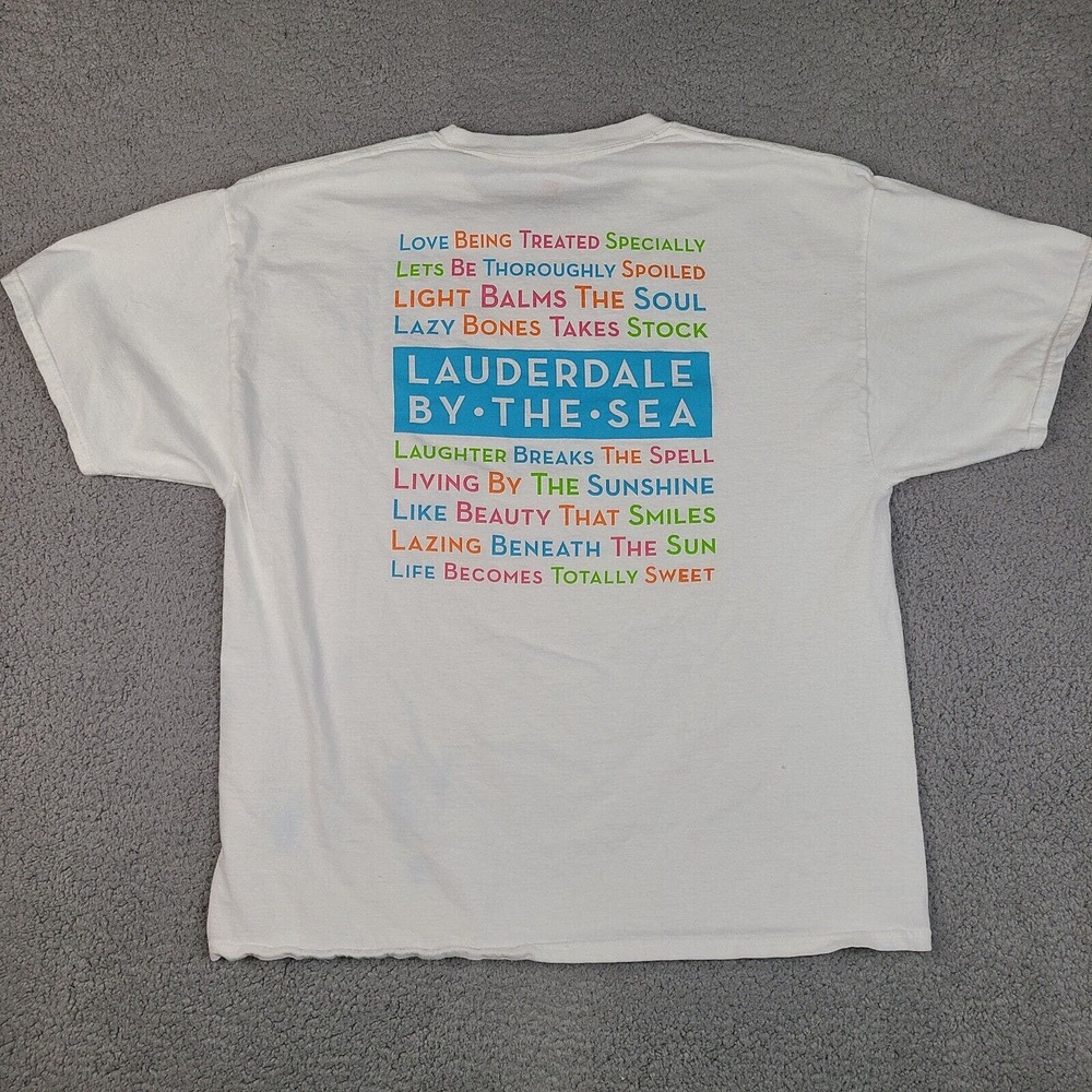 Lauderdale by the Sea Florida T-Shirt Womens XL White Relax You're Here‎ Happy